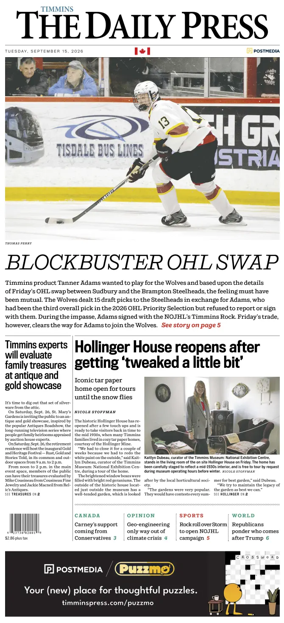 Cover of The Daily Press (Timmins)
