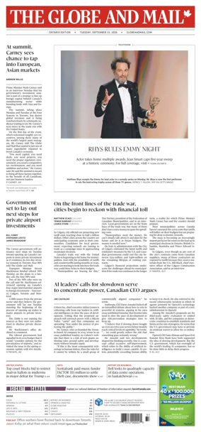 Cover of The Globe and Mail (Ontario Edition)