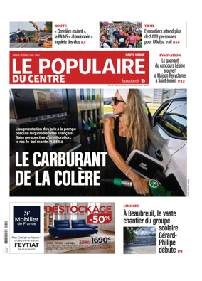 Cover of Le Populaire du Centre (Haute-Vienne)