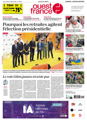 Cover of Ouest-France (Quimper Centre-Finistere)