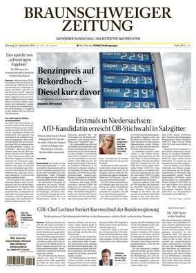 Cover of Braunschweiger Zeitung (Helmstedter Nachrichten)