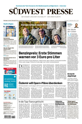 Cover of Sudwest Presse - Metzinger Uracher Volksblatt - Der Ermstalbote