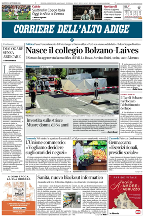 Cover of Corriere dell'Alto Adige