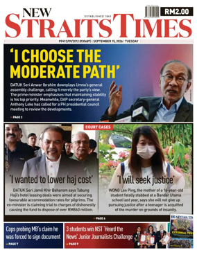 Cover of New Straits Times