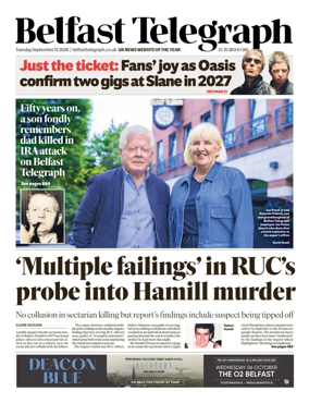 Cover of Belfast Telegraph