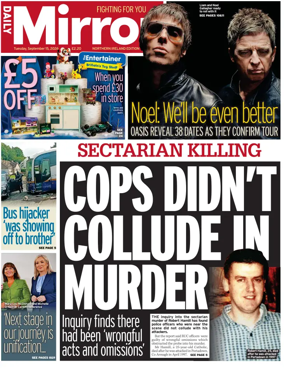 Cover of Daily Mirror (Northern Ireland)