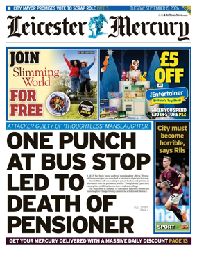 Cover of Leicester Mercury