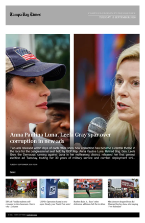 Cover of Tampa Bay Times TFP
