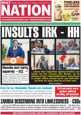 Cover of Daily Nation Newspaper