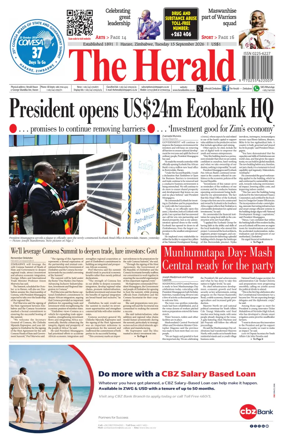 Cover of The Herald (Zimbabwe)