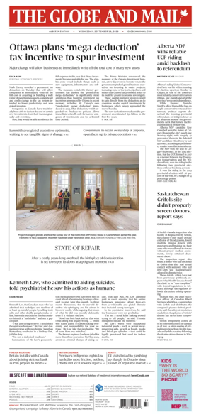 Cover of The Globe and Mail (Alberta Edition)