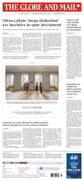 Cover of The Globe and Mail (Ontario Edition)