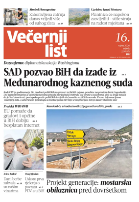 Cover of Vecernji list BiH