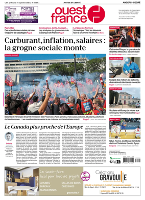 Cover of Ouest France (Angers / Segre)