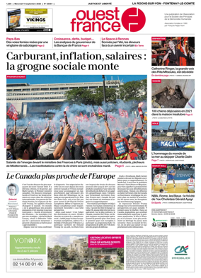 Cover of Ouest France (La Roche-sur-Yon - Fontenay-le-Comte)