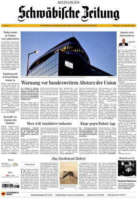 Cover of Schwabische Zeitung (Riedlingen)