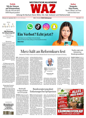 Cover of Westdeutsche Allgemeine Zeitung (Bochum)