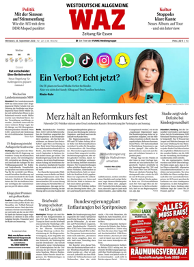 Cover of Westdeutsche Allgemeine Zeitung (Essen)