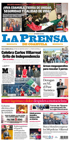 Cover of La Prensa de Coahuila