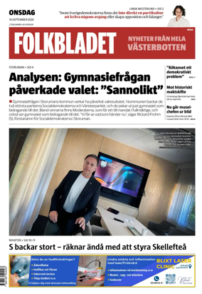 Cover of Folkbladet Vasterbotten