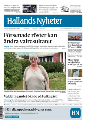 Cover of Hallands Nyheter