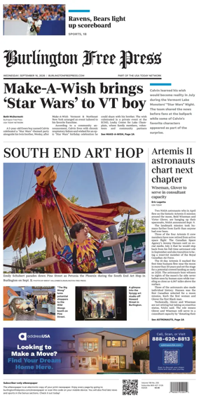 Cover of Burlington Free Press