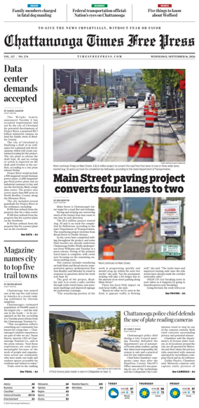 Cover of Chattanooga Times Free Press