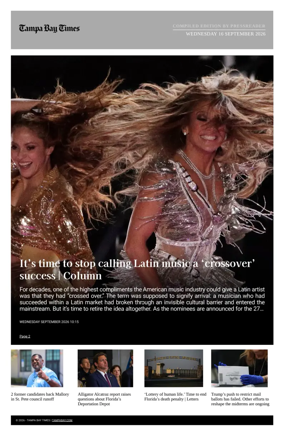 Cover of Tampa Bay Times TFP