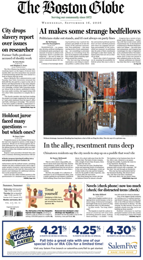 Cover of The Boston Globe