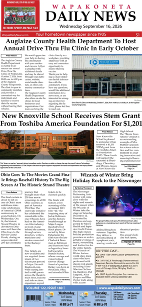 Cover of Wapakoneta Daily News