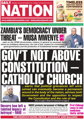 Cover of Daily Nation Newspaper