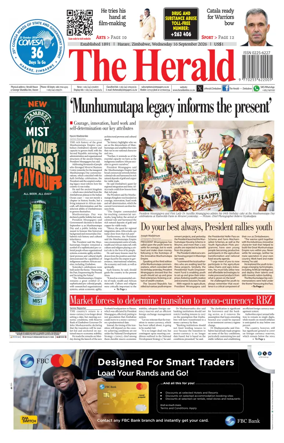 Cover of The Herald (Zimbabwe)