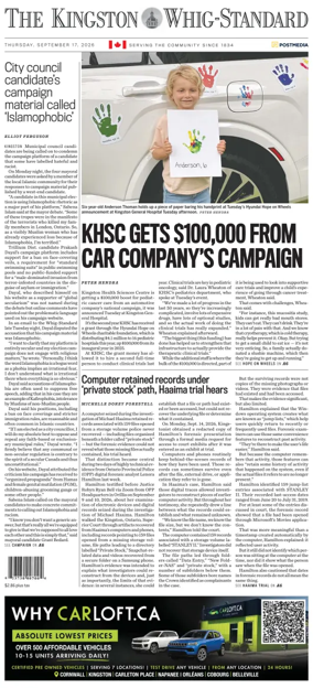Cover of Kingston Whig-Standard