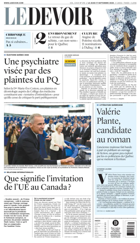 Cover of Le Devoir