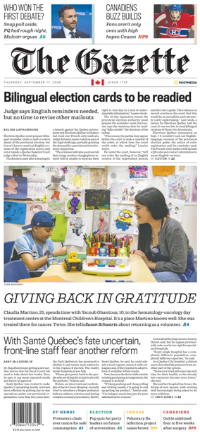 Cover of Montreal Gazette