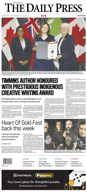 Cover of The Daily Press (Timmins)