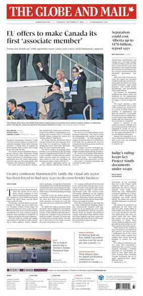 Cover of The Globe and Mail (Alberta Edition)