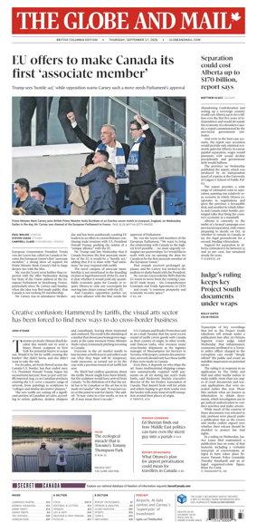 Cover of The Globe and Mail (BC Edition)