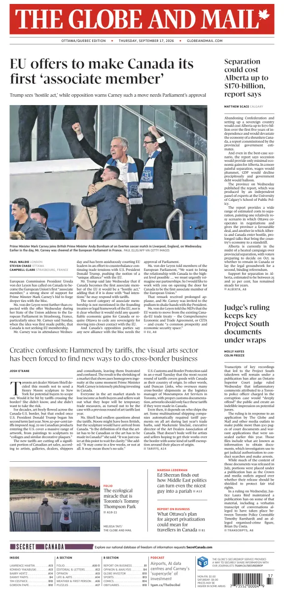Cover of The Globe and Mail (Ottawa/Quebec Edition)