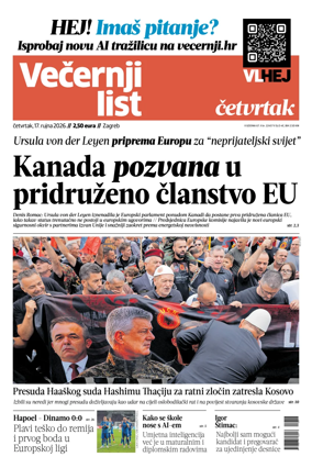 Cover of Vecernji list - Zagreb