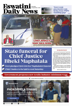 Cover of Eswatini Daily News