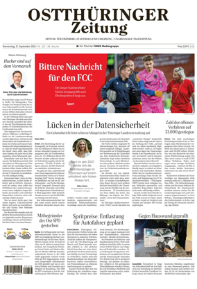 Cover of Ostthuringer Zeitung (Saale-Holzland-Kreis)