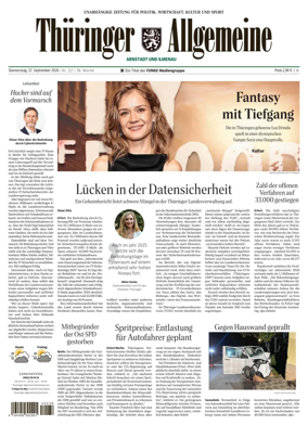Cover of Thuringer Allgemeine (Arnstadt und Ilmenauz)