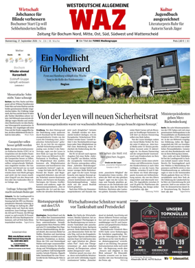 Cover of Westdeutsche Allgemeine Zeitung (Bochum)