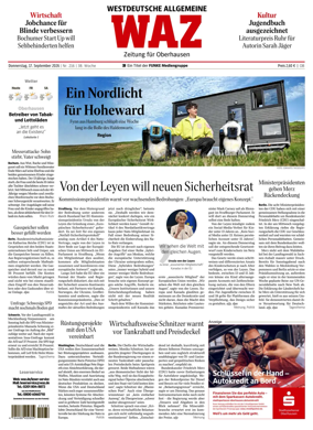 Cover of Westdeutsche Allgemeine Zeitung (Oberhausen)