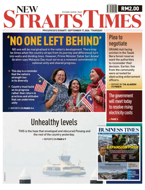 Cover of New Straits Times