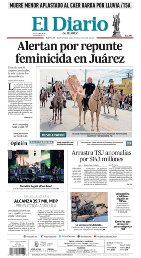 Cover of El Diario de Juarez