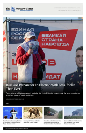Cover of The Moscow Times - English