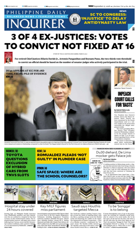 Cover of Philippine Daily Inquirer