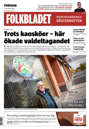 Cover of Folkbladet Vasterbotten